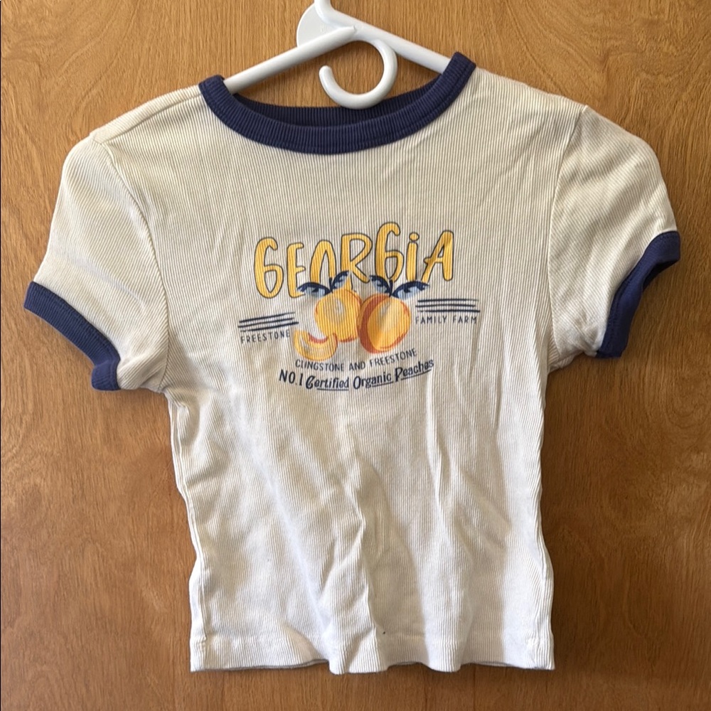 Cream and Blue Short Sleeve Tees with Navy Accents